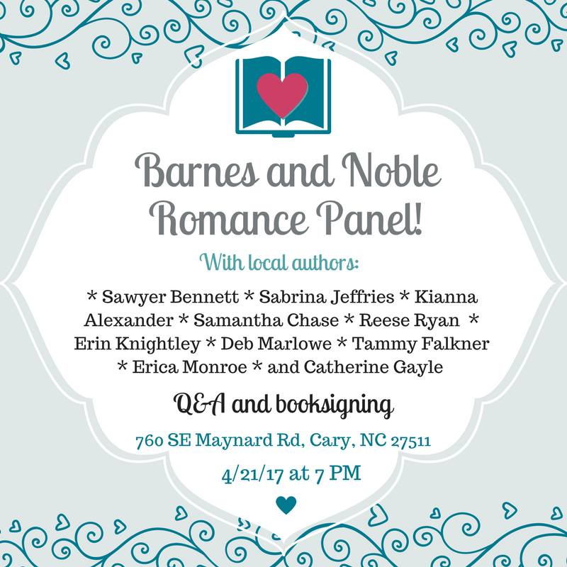 Join us on Friday, April 21st in Cary, NC to celebrate our wealth of local romance authors!