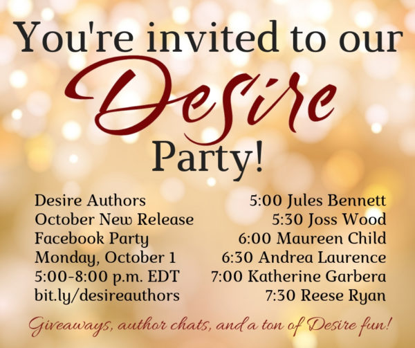 Harlequin Desire Facebook Party on October 1st from 5-8 PM