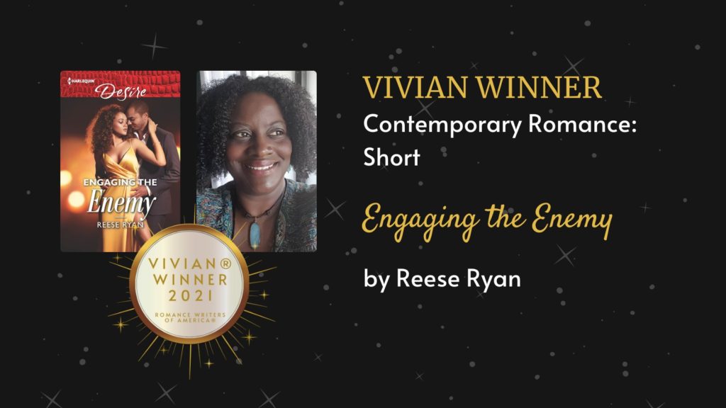 ENGAGING THE ENEMY by Reese Ryan wins inaugural CONTEMPORARY ROMANCE SHORT Vivian Award