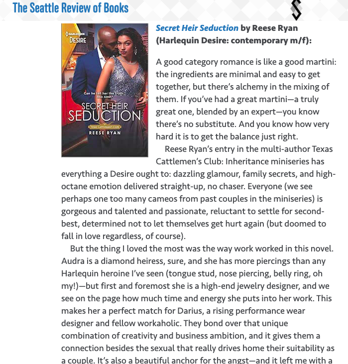 Secret Heir Seduction review in The Seattle Review of Books